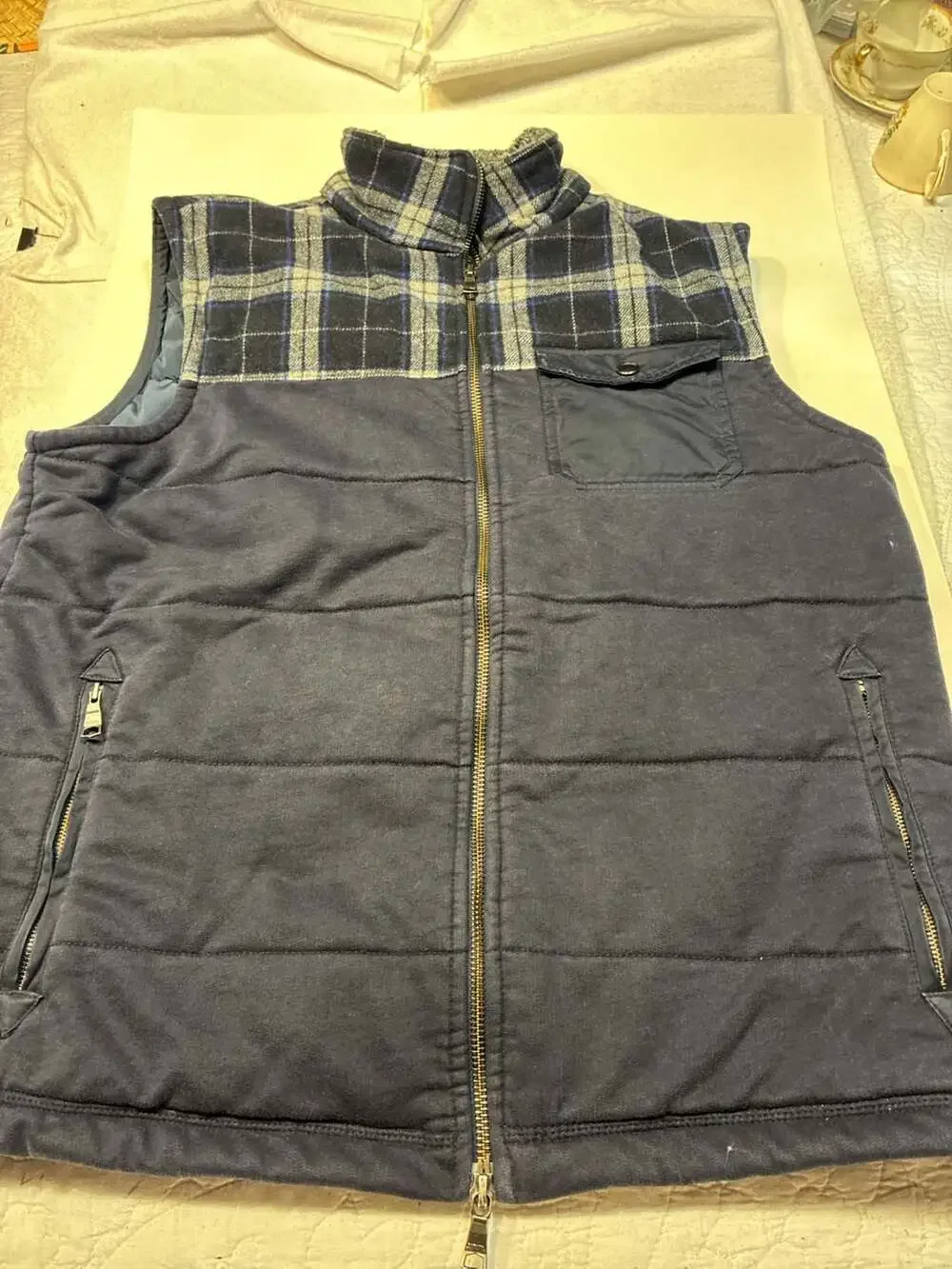 Banana Republic Men's Plaid Flannel and Quilted Puffer Vest